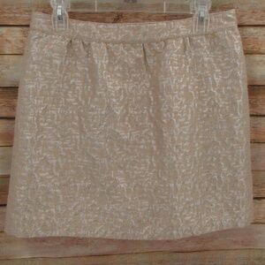 LOFT Petites Cream and Silver Metallic Skirt 8 Petite